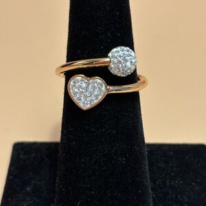Chisel Rose Gold Plated Pavé Heart Ring Sz 6-6.5